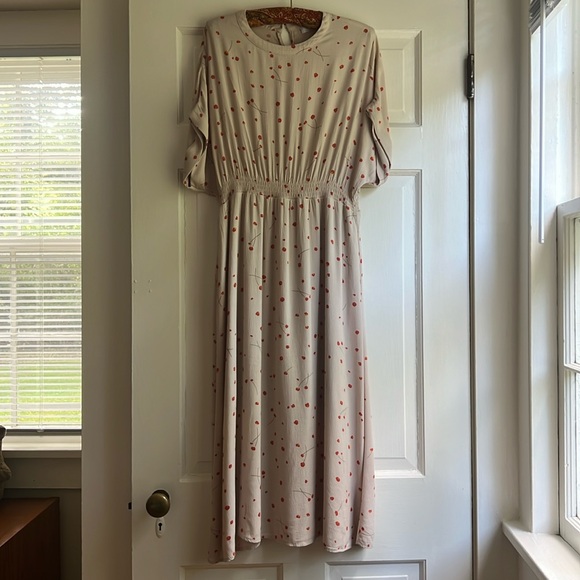 Oak + Fort Floral Print Cream Midi Dress (Small) - Picture 3 of 11
